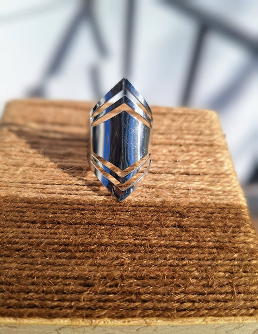 Elegance in Angles: Stainless Steel Geometric Ring for Women Size 10