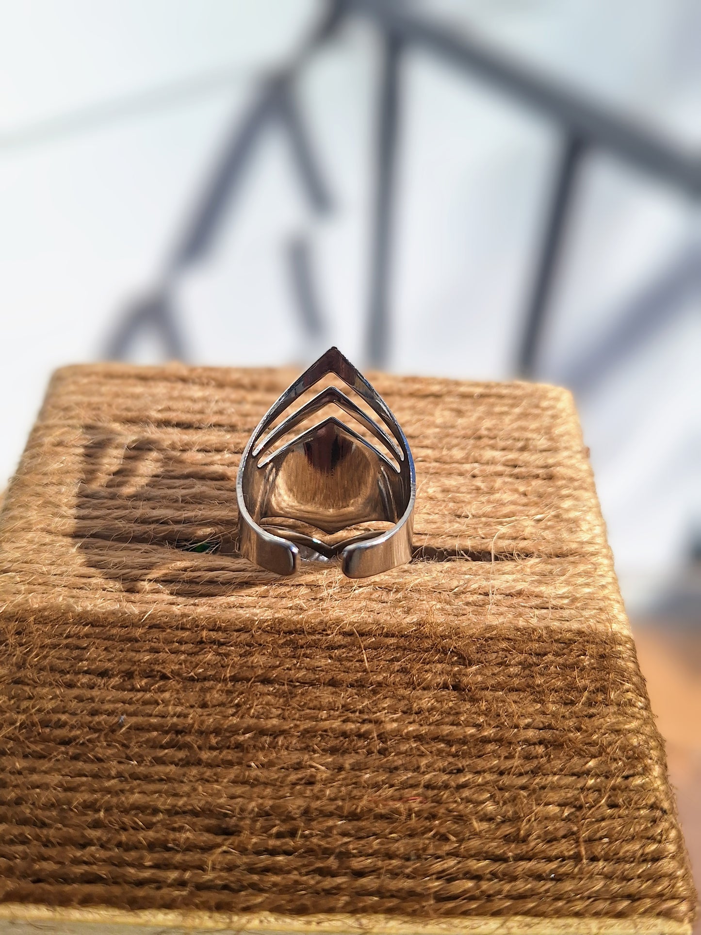 Elegance in Angles: Stainless Steel Geometric Ring for Women Size 10