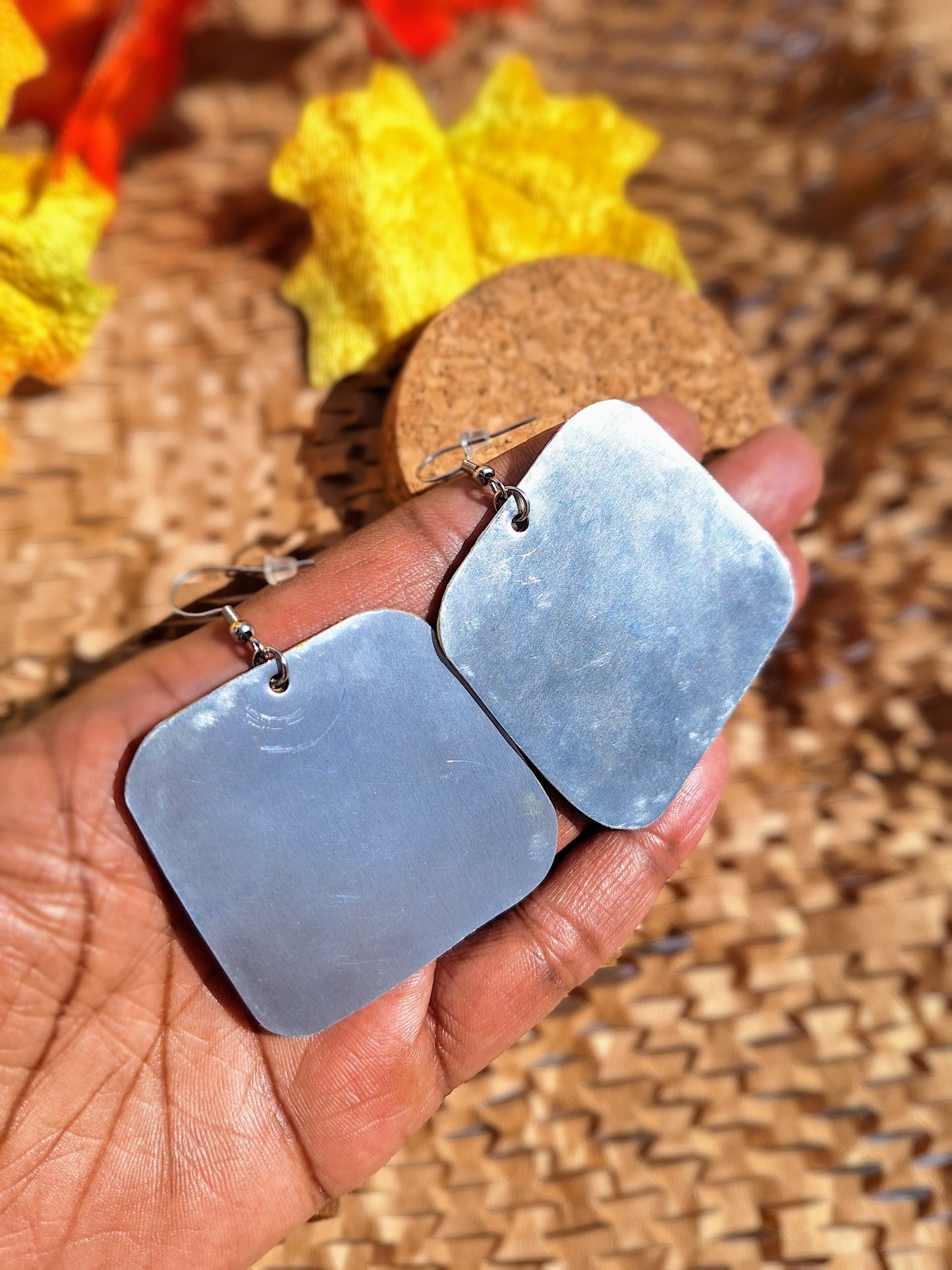 Neon Dreams: Handcrafted Aluminum Earrings in Bold Acrylic Pour Colors