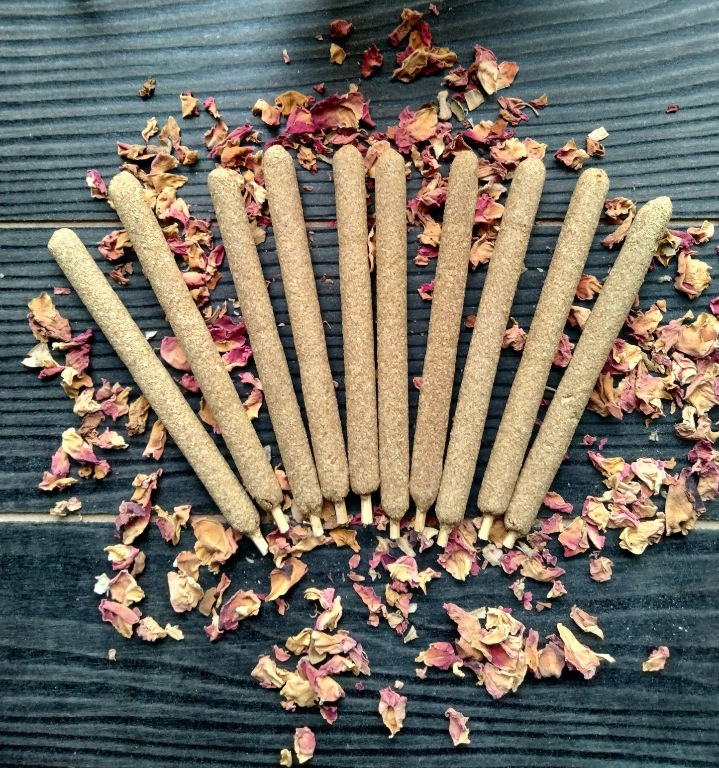 Peaceful Aura: 10 Mini Palo Santo and Rose Infused Incense Sticks