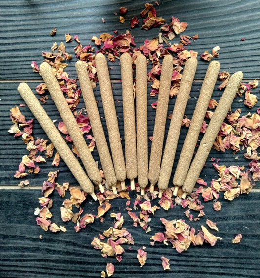 Peaceful Aura: 10 Mini Palo Santo and Rose Infused Incense Sticks