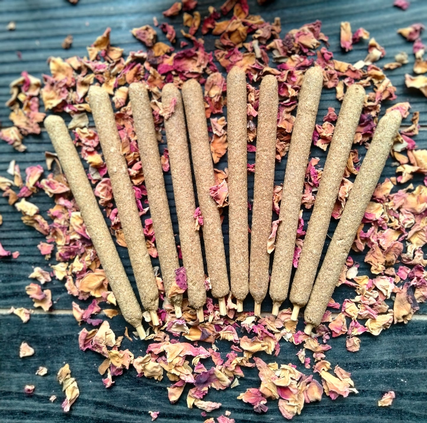 Peaceful Aura: 10 Mini Palo Santo and Rose Infused Incense Sticks